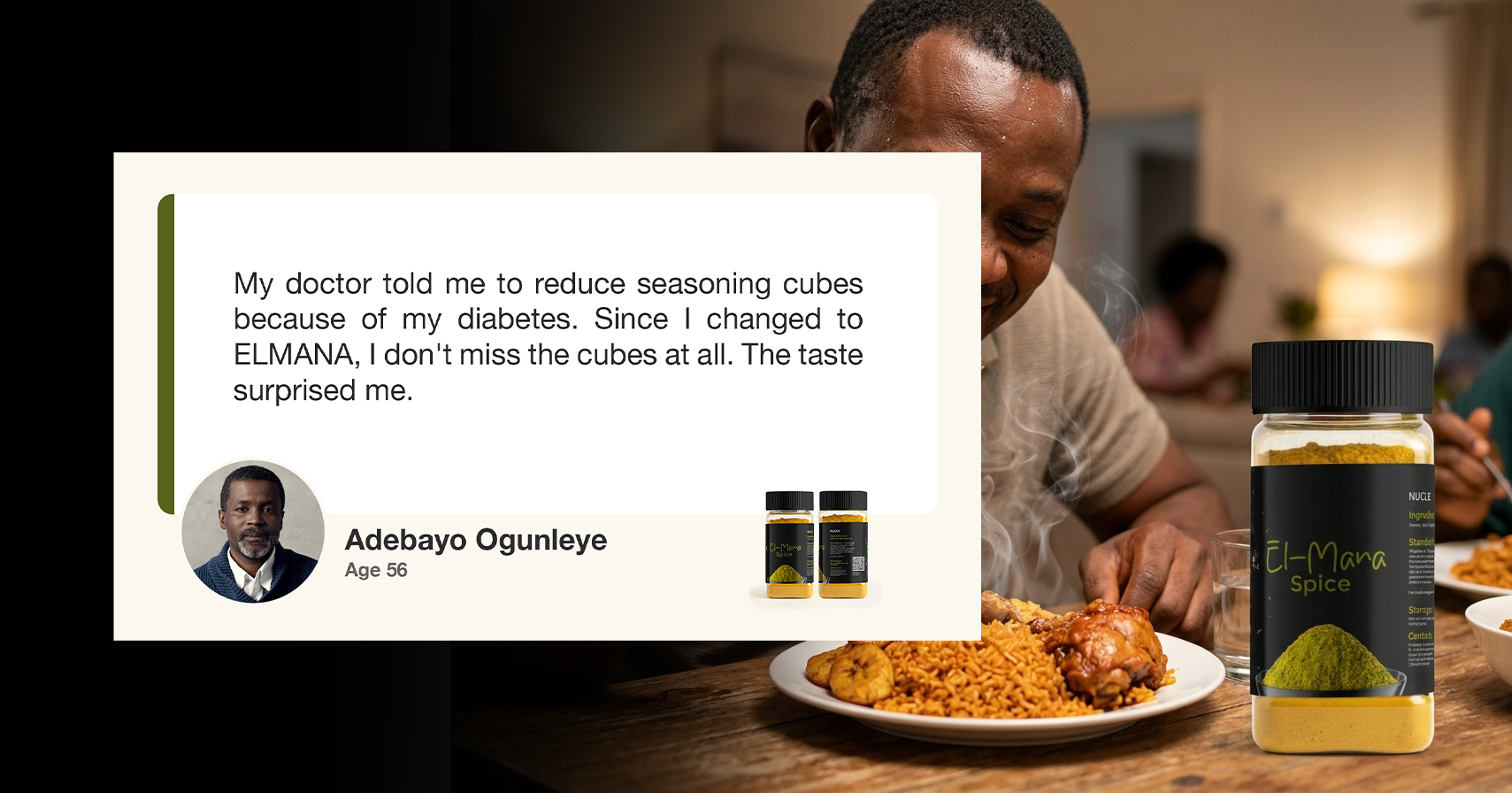 Customer comparing Elmana Spice to old seasoning cube