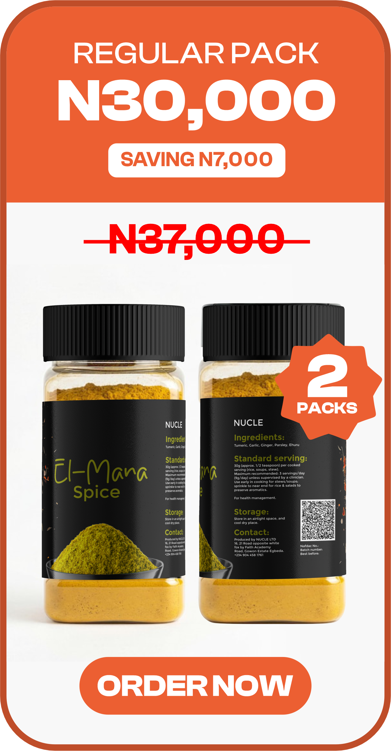 Regular Pack - 2 Packs - N30,000