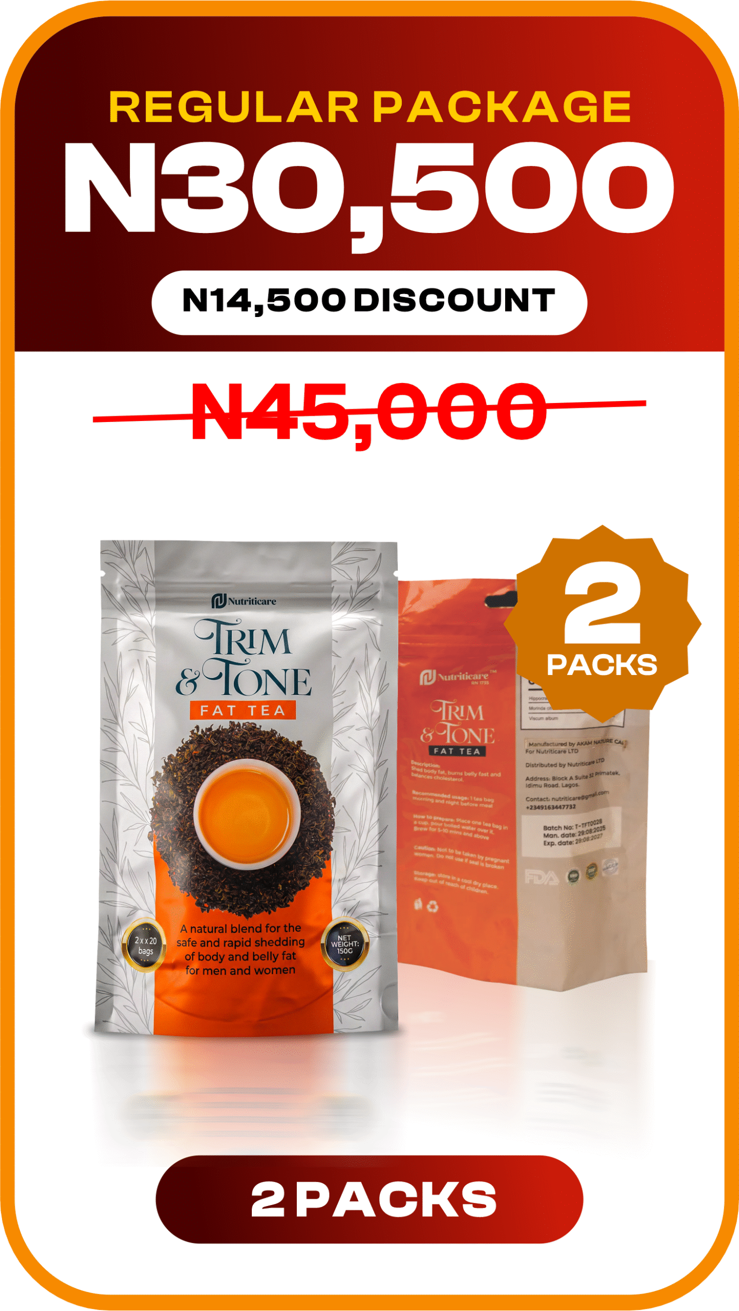 Regular Package — ₦45,000 — 2 Packs